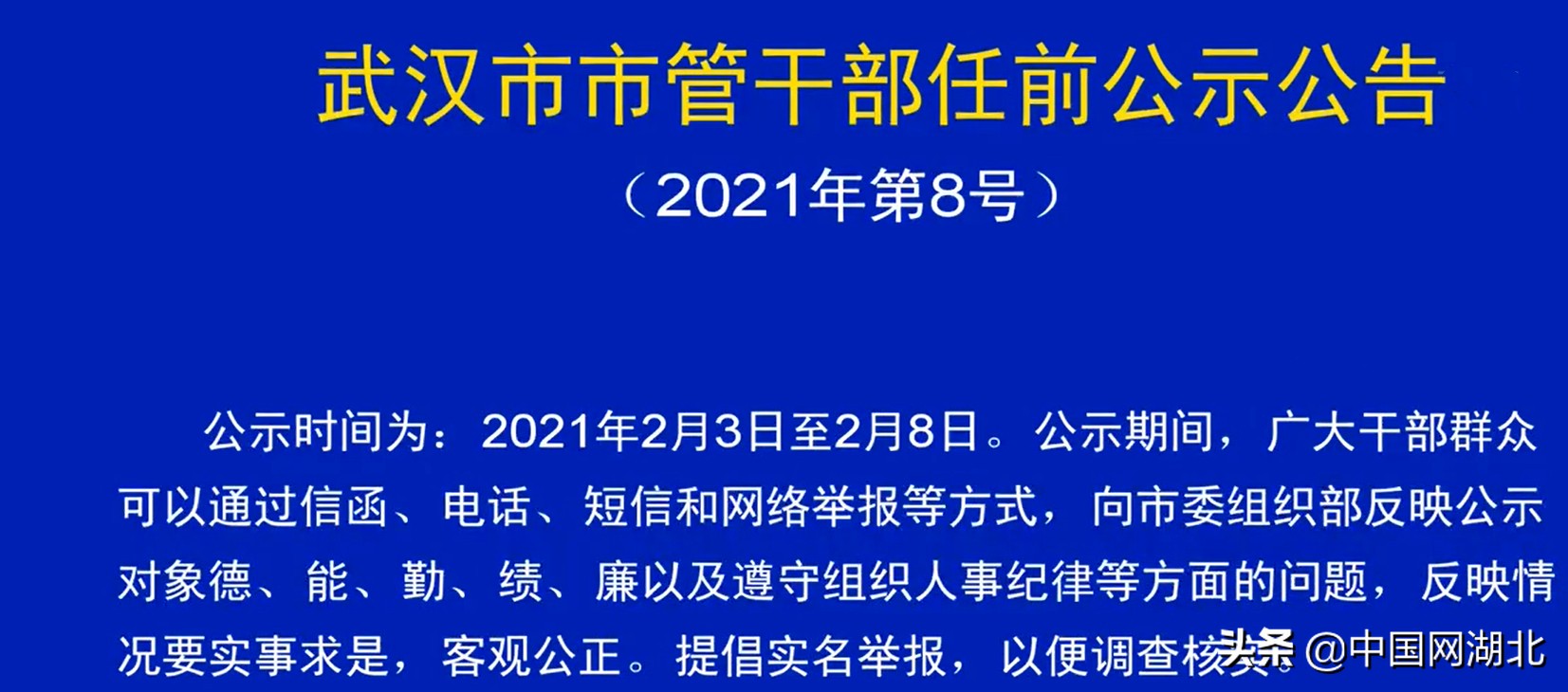 “武汉最新干部任职公告”